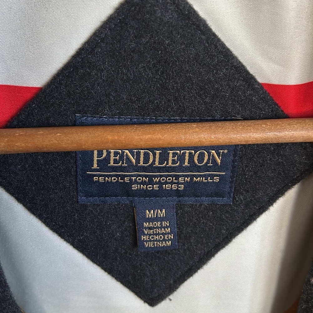 Pendleton Glacier Striped Dark Grey Wool Coat Euc - image 2